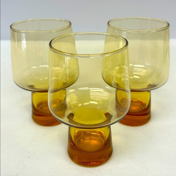 Vintage 1970’s set of 3 Libbey Amber Accent Steiner Pilsner glasses - Picture 1 of 6